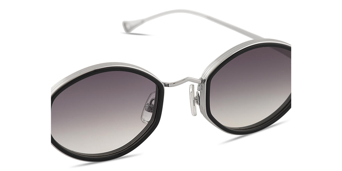 Eyepetizer Naomi Unisex Oval Sunglasses in Silver Black – Product Photo 3