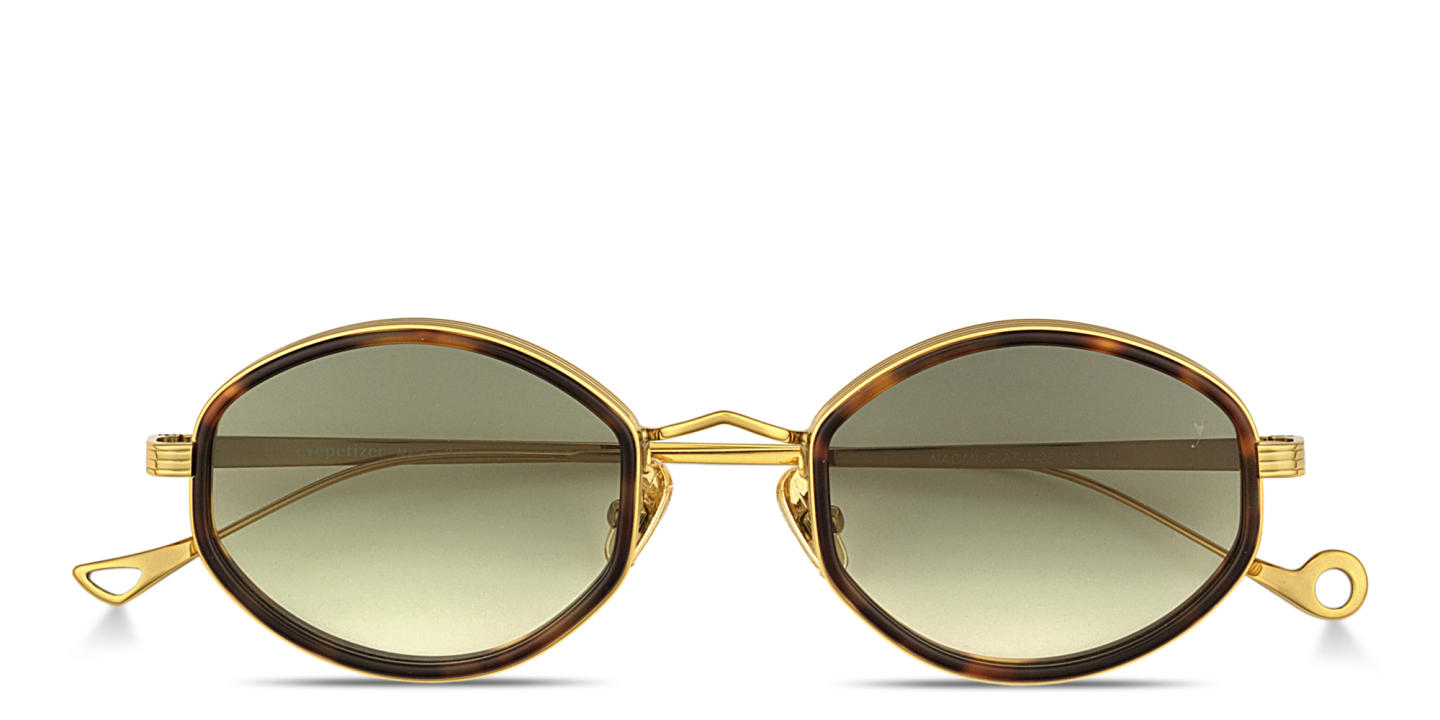 Shop Eyepetizer Naomi Unisex Oval Sunglasses in Havana Gold online.