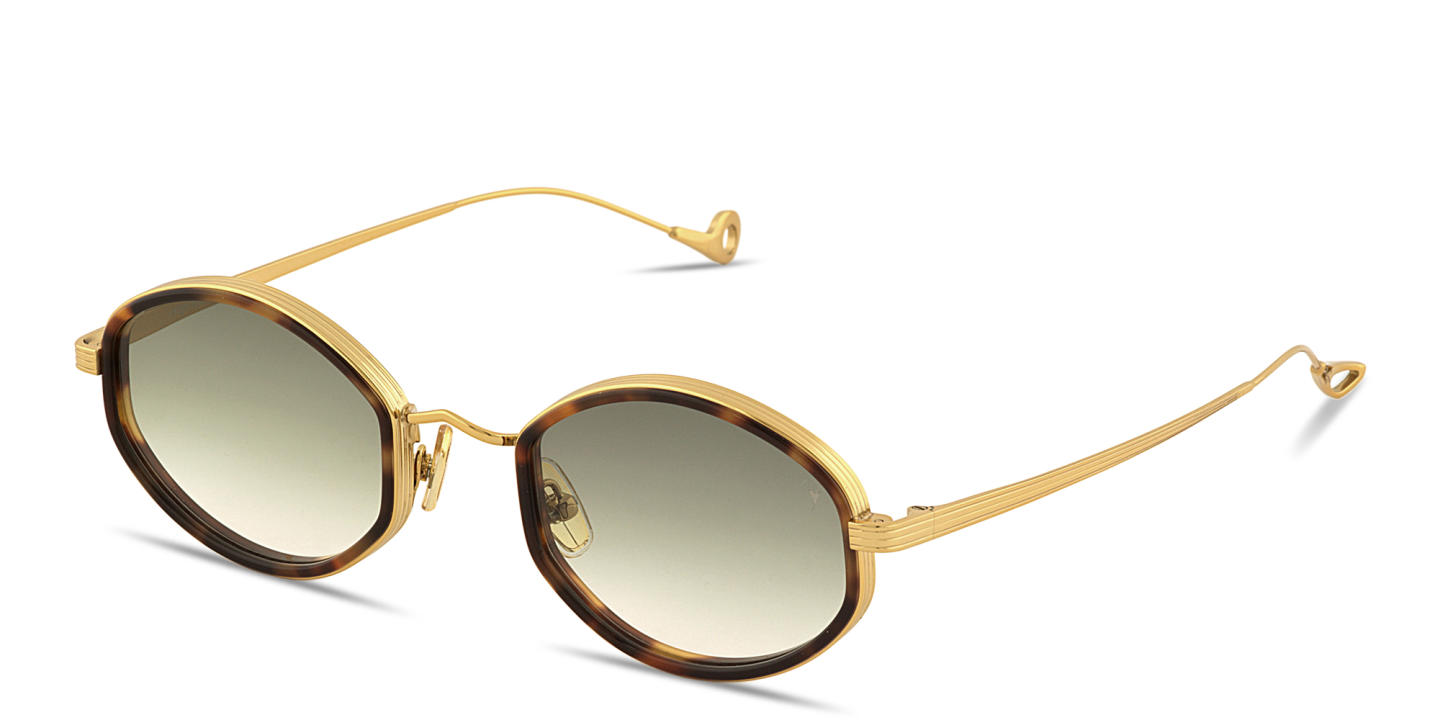 Shop Eyepetizer Naomi Unisex Oval Sunglasses in Havana Gold online.