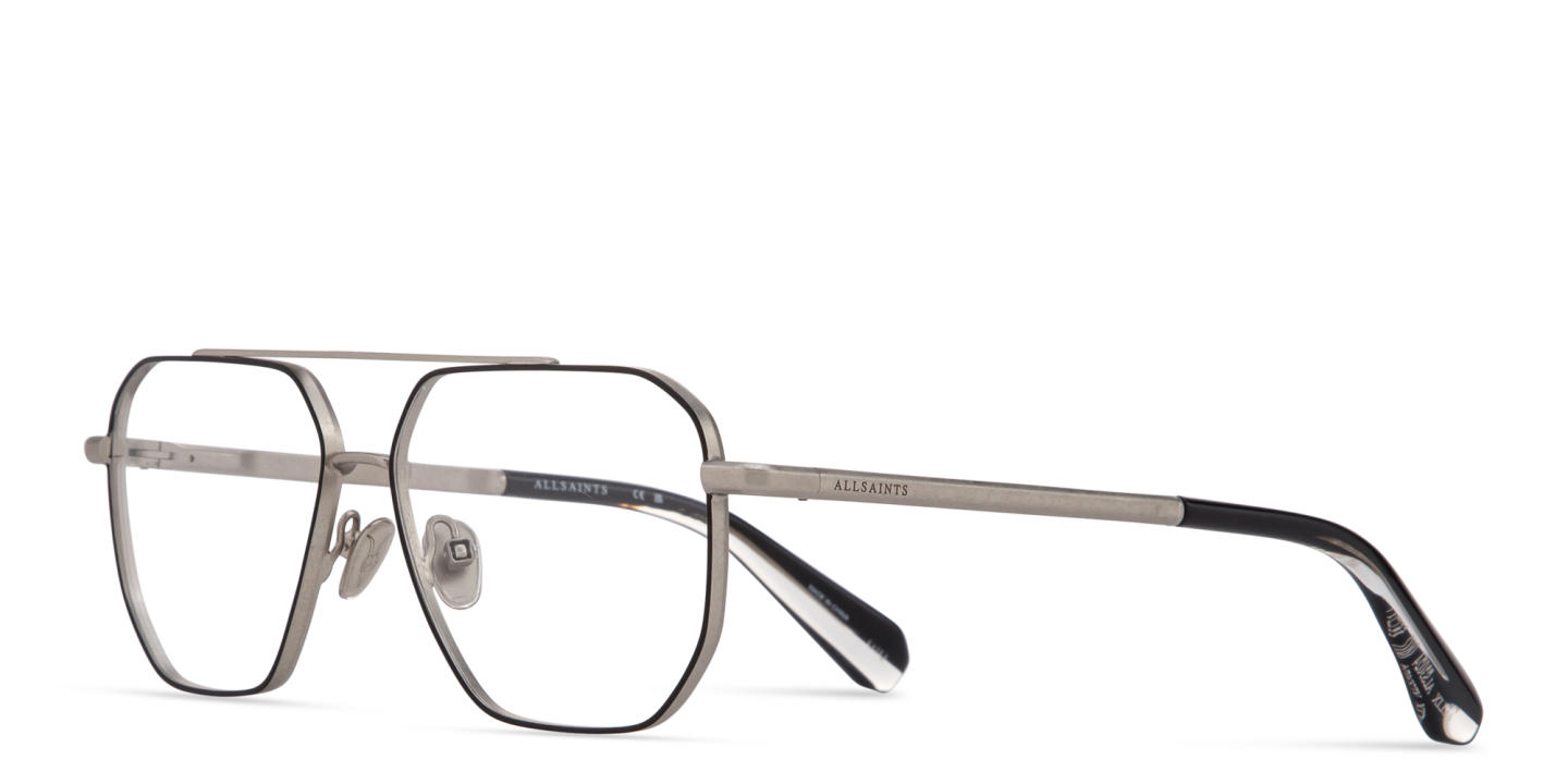 ALL SAINTS Felix Wide Pilot Eyeglasses in Black & Silver – Product Photo 1