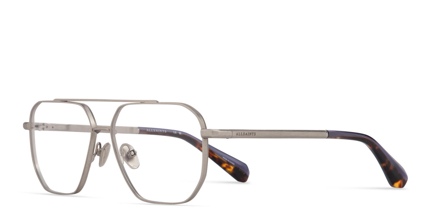ALL SAINTS Felix Wide Pilot Eyeglasses in Silver – Product Photo 1