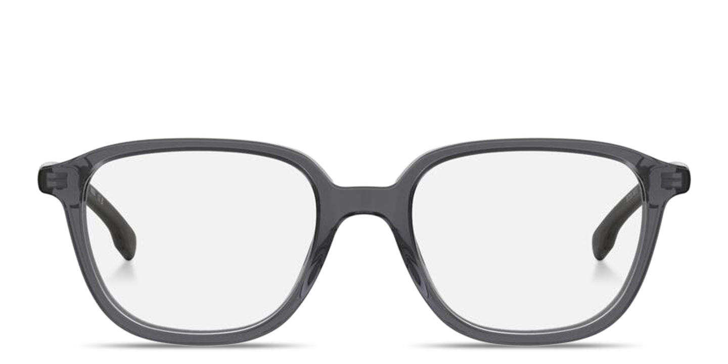 Shop Hugo Boss Logo Signature Square Eyeglasses in Transparent Grey online.