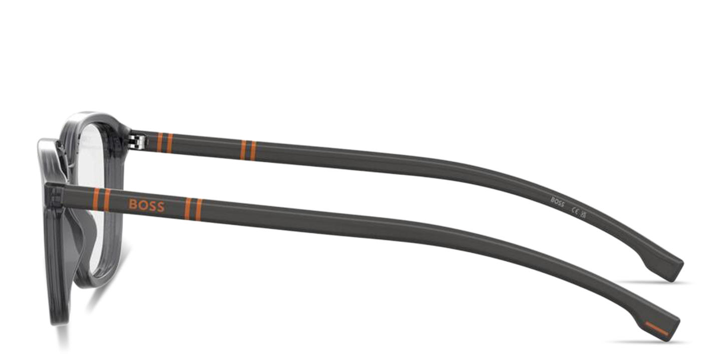 Shop Hugo Boss Logo Signature Square Eyeglasses in Transparent Grey online.