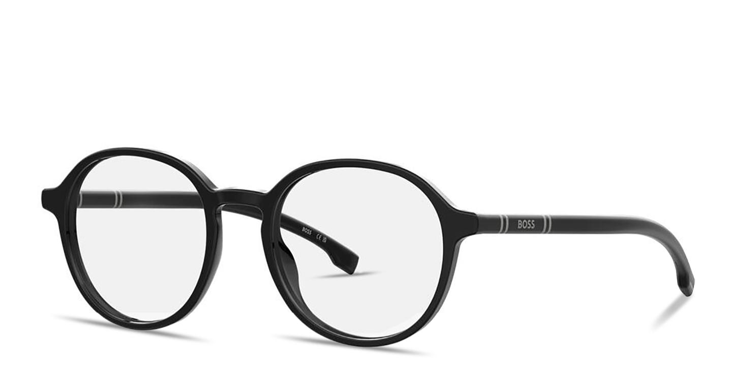 Shop Hugo Boss Logo Signature Panthos Eyeglasses in Black online.