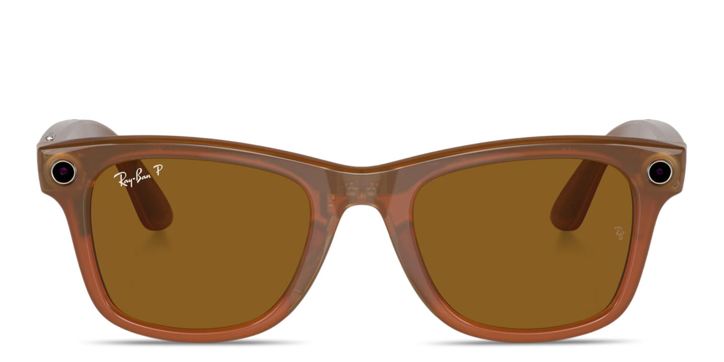 Ray-Ban Meta Wayfarer Unisex Square Sunglasses in Shiny Caramel – Product Photo 0