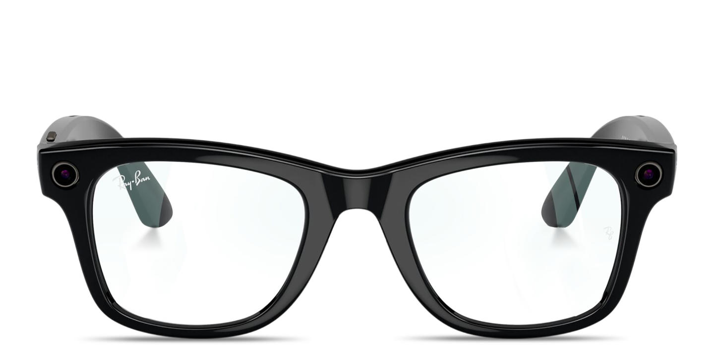 Shop Ray-Ban Meta Wayfarer Unisex Square Eyeglasses in Shiny Black online.
