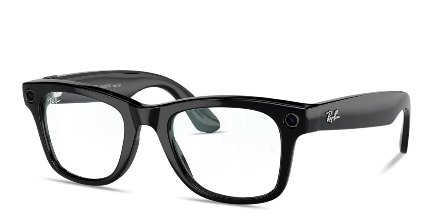 Shop Ray-Ban Meta Wayfarer Unisex Square Eyeglasses in Shiny Black online.