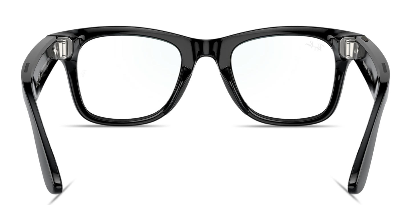 Shop Ray-Ban Meta Wayfarer Unisex Square Eyeglasses in Shiny Black online.