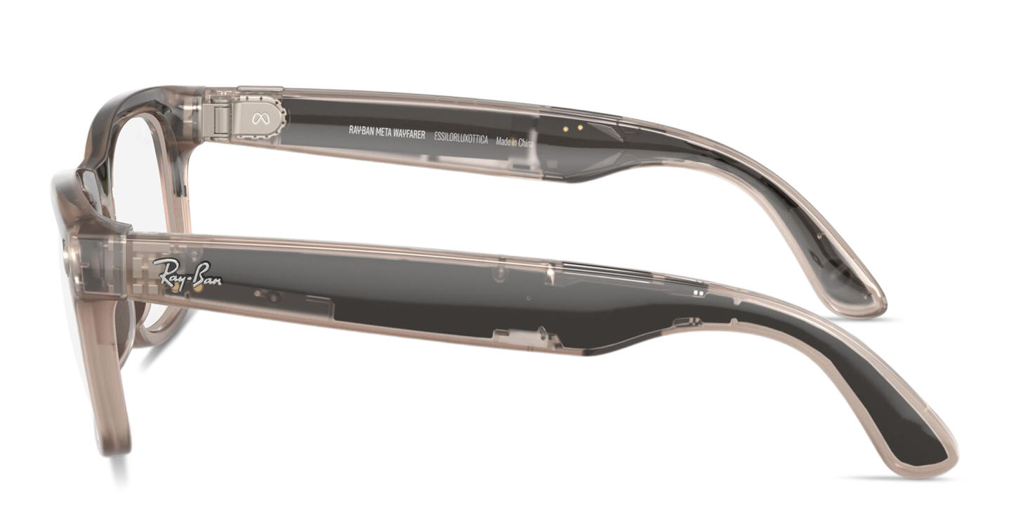 نظارات طبية ميتا وايفيرير بإطار مربّع للجنسين من راي بان بلون أحمر رملي لامع - صورة المنتج 5