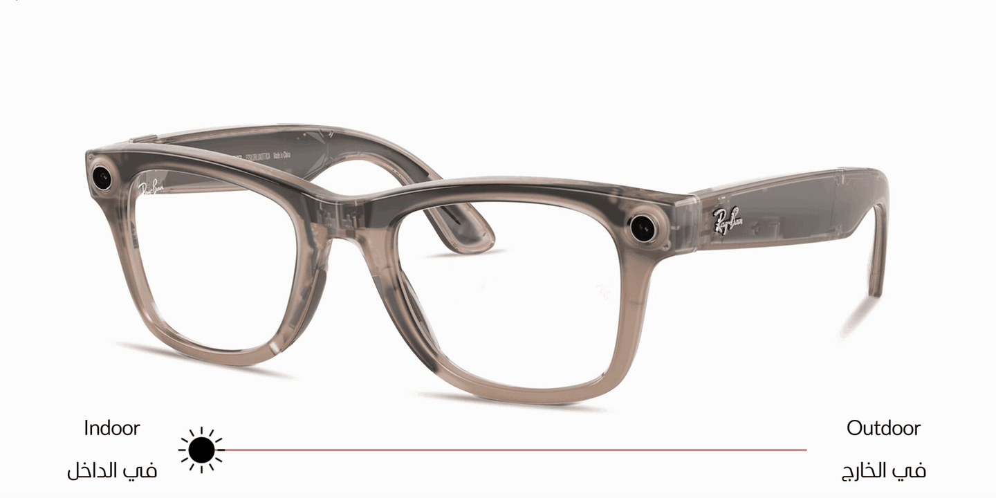 Ray-Ban Meta Wayfarer Unisex Square Eyeglasses in Shiny Warm Stone – Product Photo 1