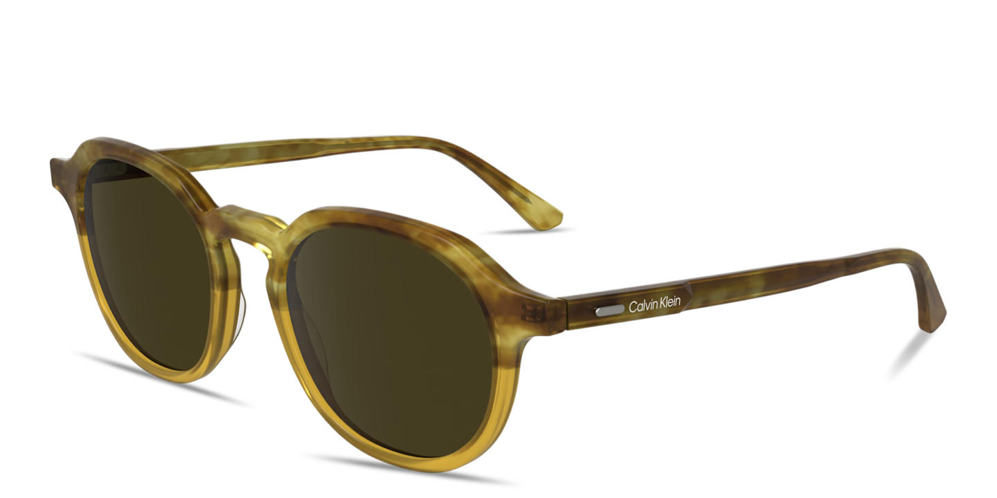 Shop Calvin Klein Logo Signature Unisex Panthos Sunglasses in Light Brown online.
