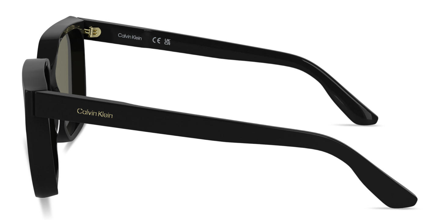 Shop Calvin Klein Logo Lettering Rectangle Sunglasses in Black online.