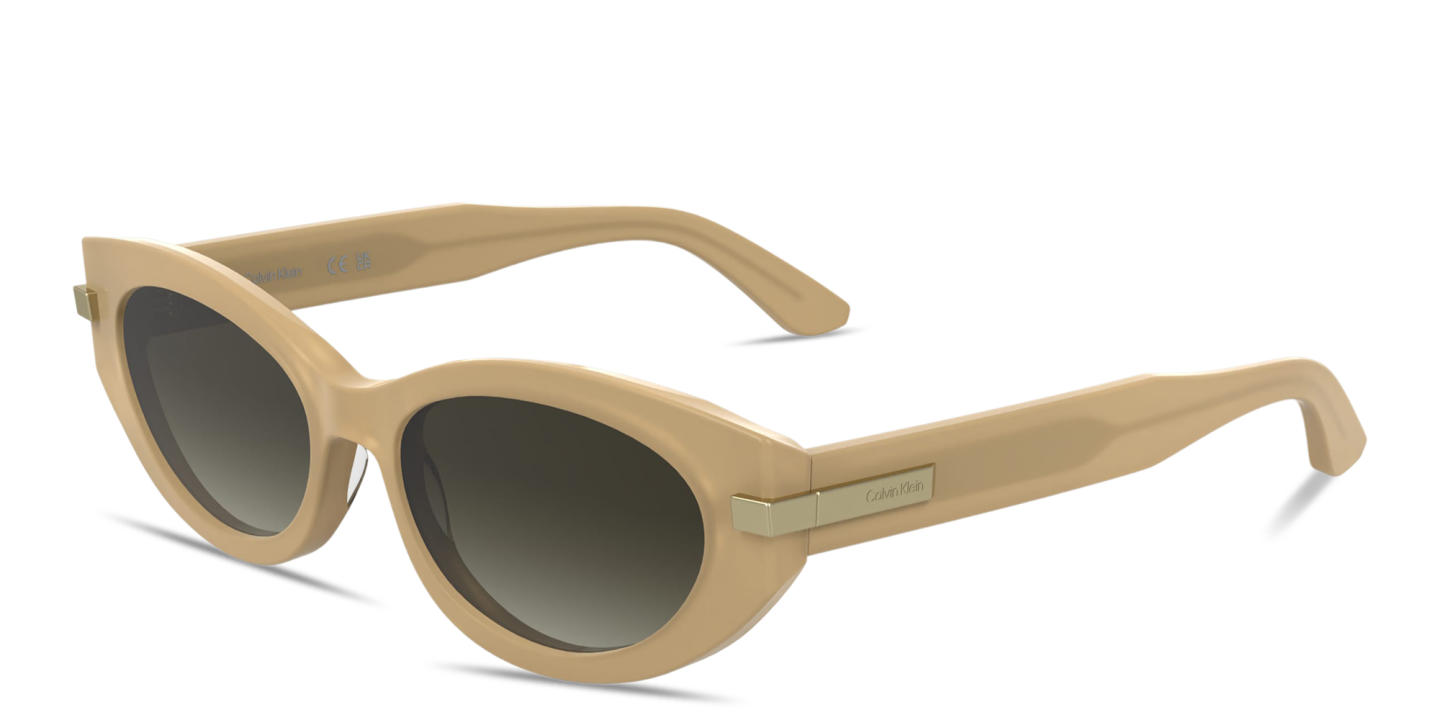 Calvin Klein Logo Lettering Cat-Eye Sunglasses in Beige – Product Photo 1