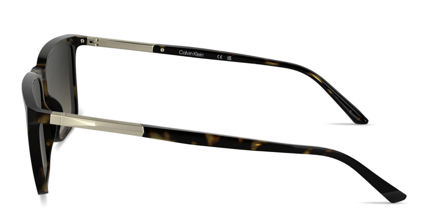 Shop Calvin Klein Logo Lettering Rectangle Sunglasses in Havana online.