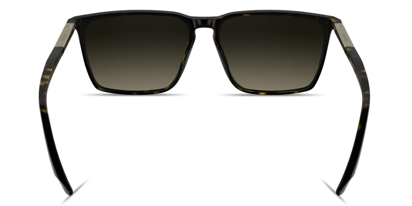 Shop Calvin Klein Logo Lettering Rectangle Sunglasses in Havana online.