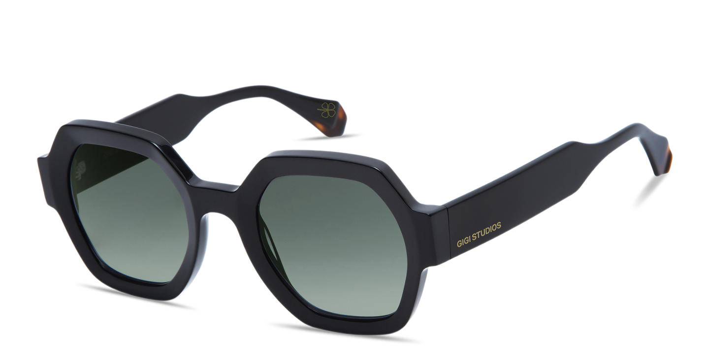 Shop GIGI STUDIOS Grace Irregular Sunglasses in Black online.