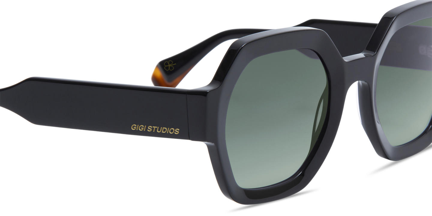 Shop GIGI STUDIOS Grace Irregular Sunglasses in Black online.