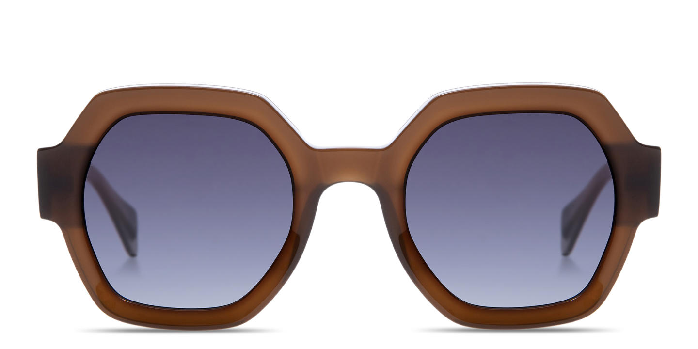 Shop GIGI STUDIOS Grace Irregular Sunglasses in Brown online.