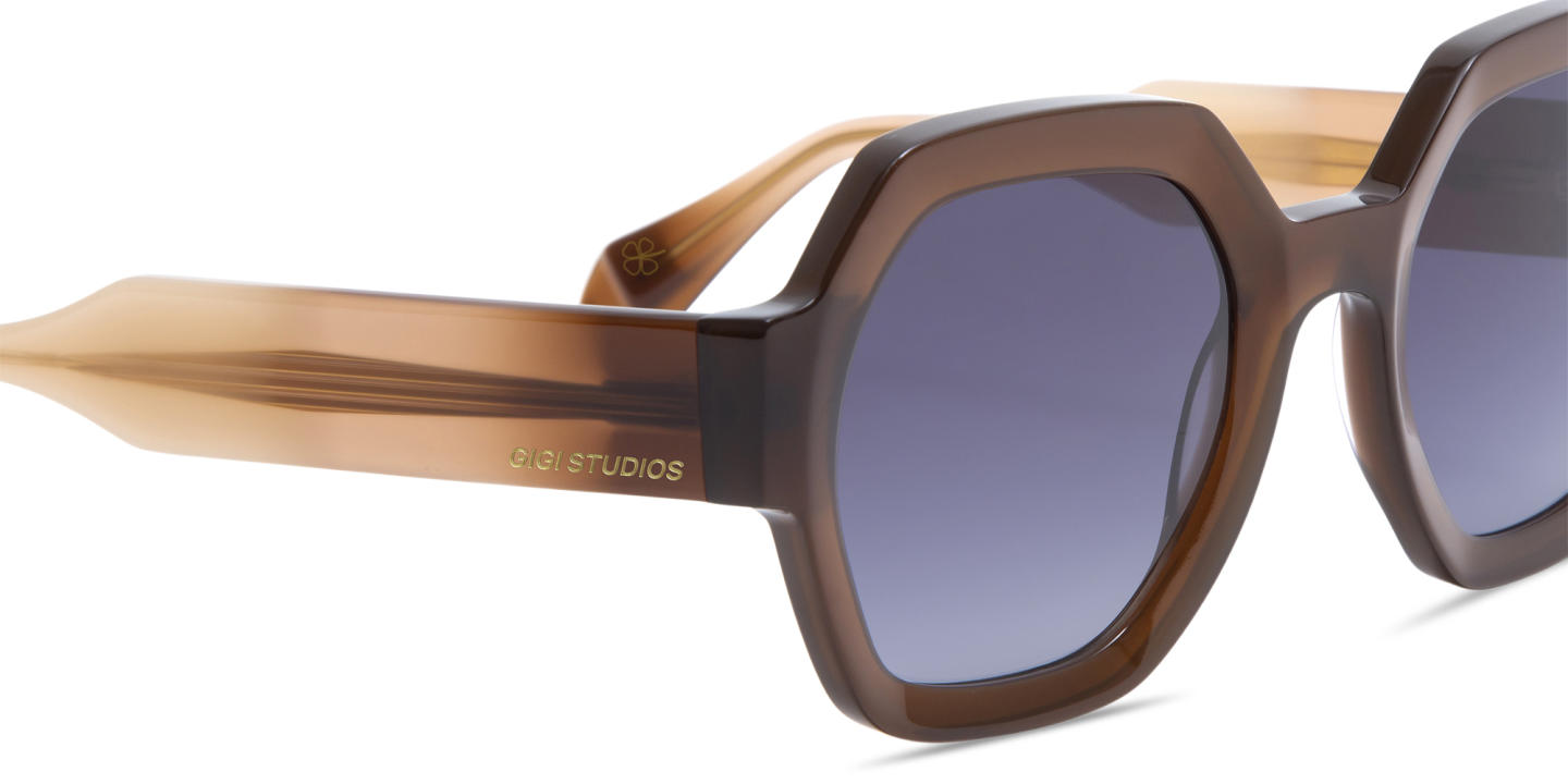 Shop GIGI STUDIOS Grace Irregular Sunglasses in Brown online.