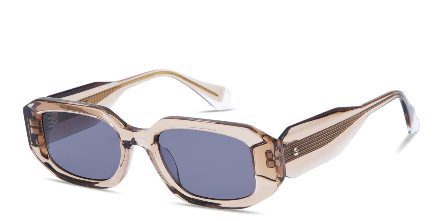 Shop GIGI STUDIOS Danielle Unisex Rectangle Sunglasses in Transparent Brown online.