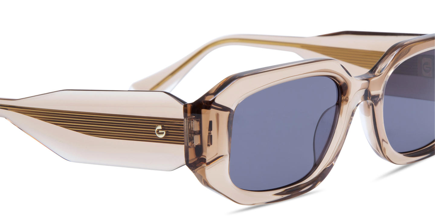 Shop GIGI STUDIOS Danielle Unisex Rectangle Sunglasses in Transparent Brown online.