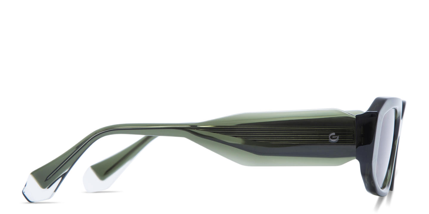 Shop GIGI STUDIOS Danielle Unisex Rectangle Sunglasses in Transparent Green online.