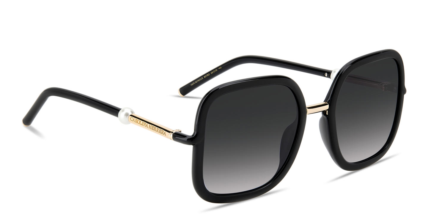 Shop Carolina Herrera Logo Signature Oversized Square Sunglasses in Black online.