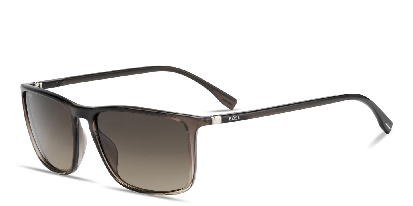Shop Hugo Boss Logo Signature Rectangle Sunglasses in Brown Grey online.