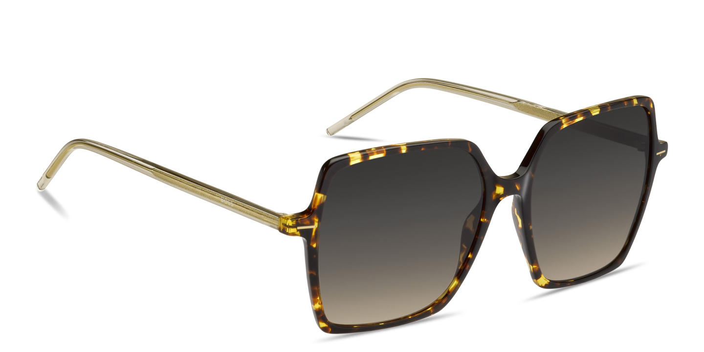 Hugo Boss Logo Signature Oversized Square Sunglasses in Yellow Havana – Product Photo 2