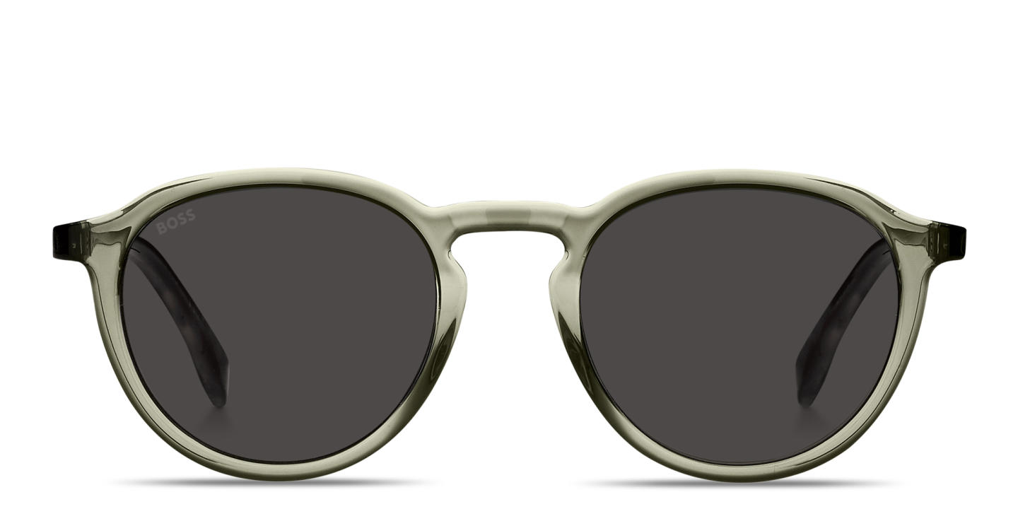 Shop Hugo Boss Logo Signature Round Sunglasses in Grey Havana online.