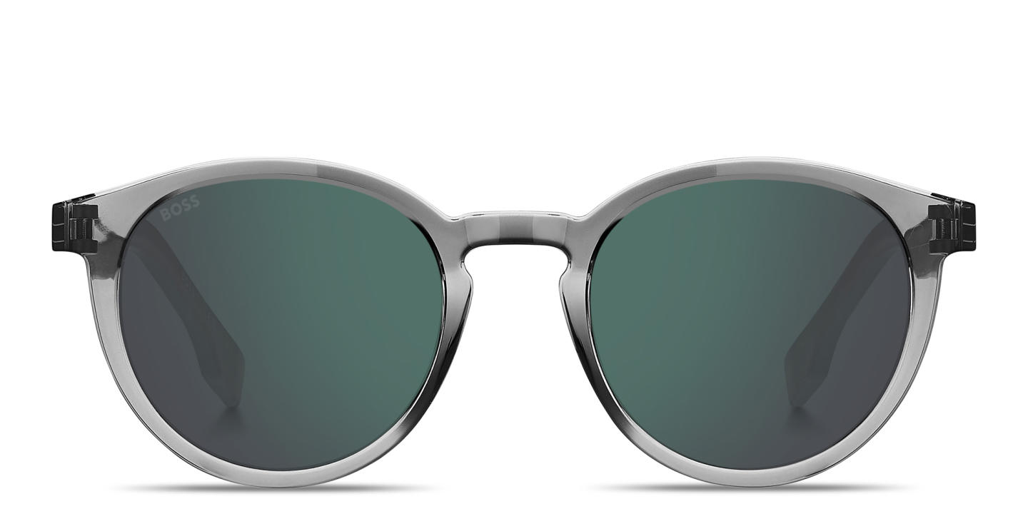 Shop Hugo Boss Logo Signature Panthos Sunglasses in Transparent Grey online.