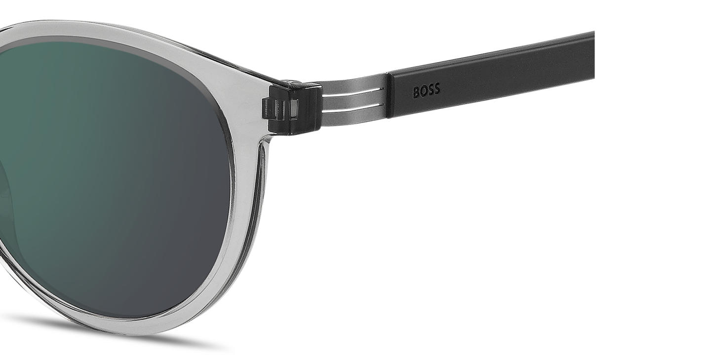 Shop Hugo Boss Logo Signature Panthos Sunglasses in Transparent Grey online.