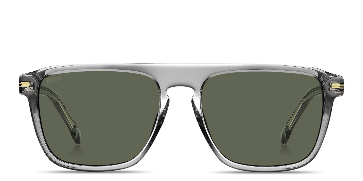 Shop Hugo Boss Logo Signature Rectangle Sunglasses in Transparent Grey online.