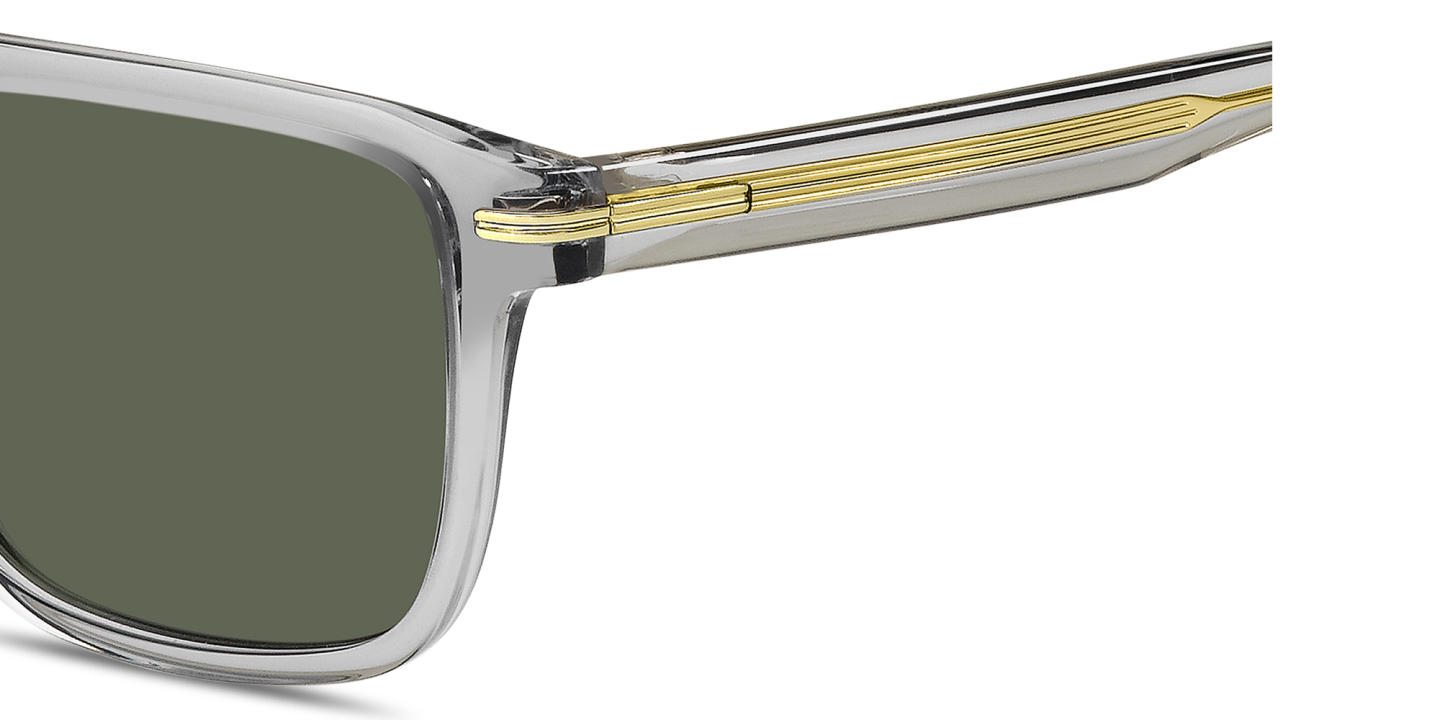 Shop Hugo Boss Logo Signature Rectangle Sunglasses in Transparent Grey online.