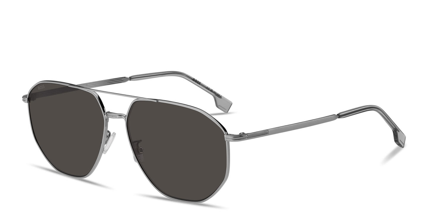 Shop Hugo Boss Logo Signature Aviator Sunglasses in Ruthenium online.