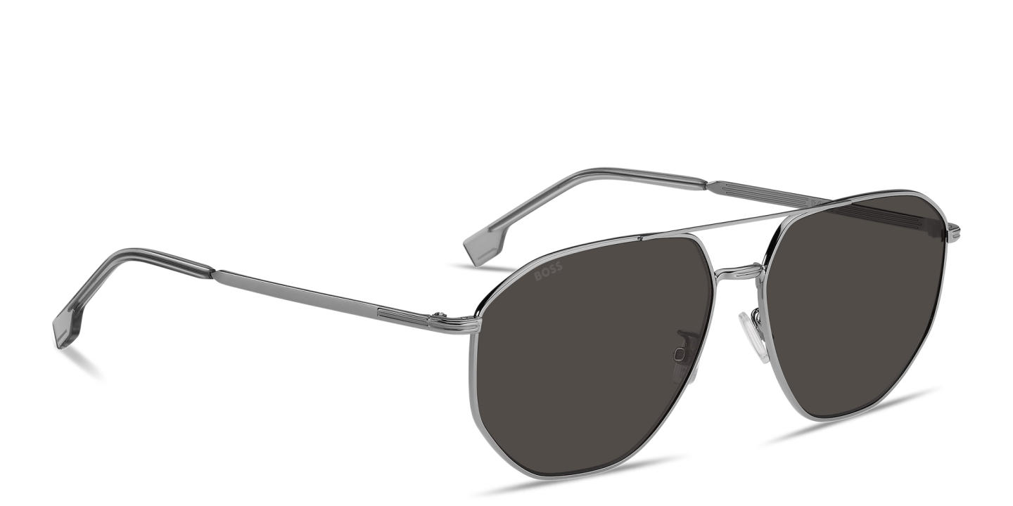 Shop Hugo Boss Logo Signature Aviator Sunglasses in Ruthenium online.