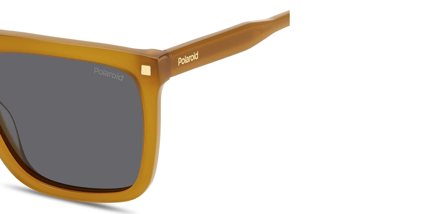 Shop Polaroid Logo Square Sunglasses in Yellow online.