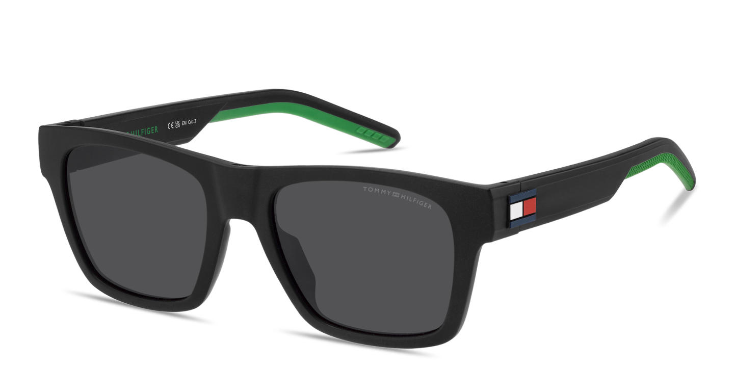 Tommy Hilfiger Logo Square Sunglasses in Matte Black – Product Photo 1