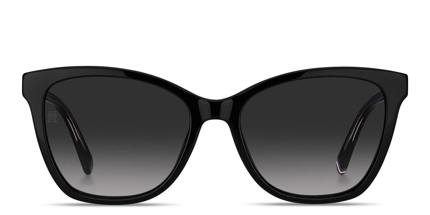 Shop Tommy Hilfiger Logo Signature Cat-Eye Sunglasses in Black online.