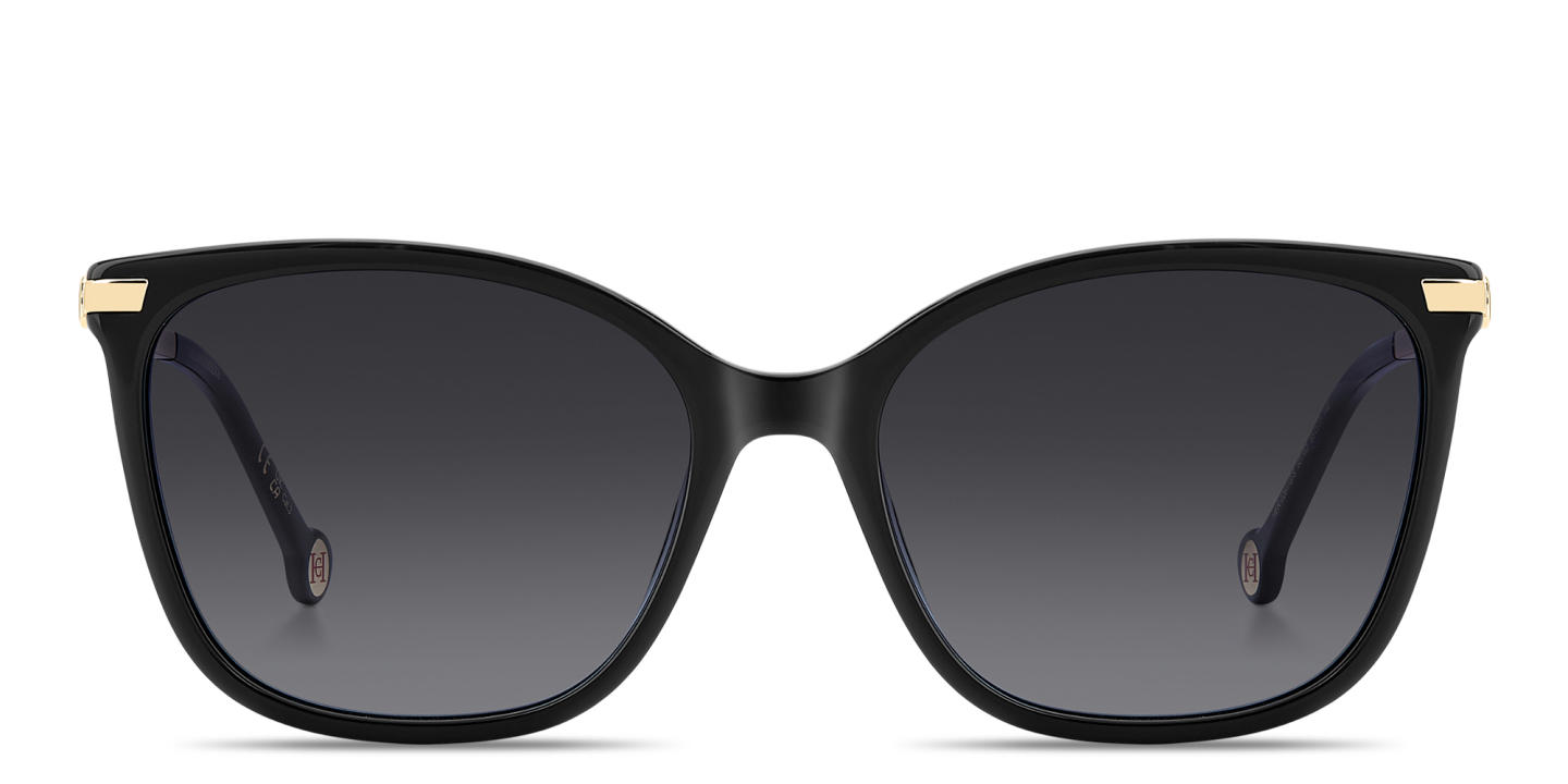 Shop Carolina Herrera CH Logo Square Sunglasses in Black online.