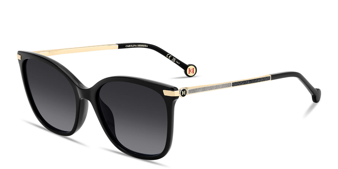 Shop Carolina Herrera CH Logo Square Sunglasses in Black online.