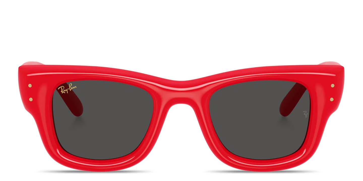 Shop Ray-Ban Wayfarer Puffer Unisex Square Sunglasses in Red online.