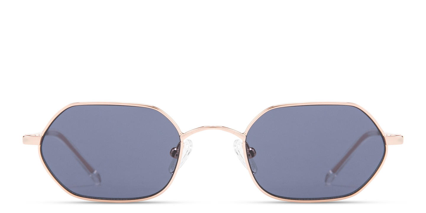 Shop TRICE Logo Irregular Sunglasses in Rose Gold online.