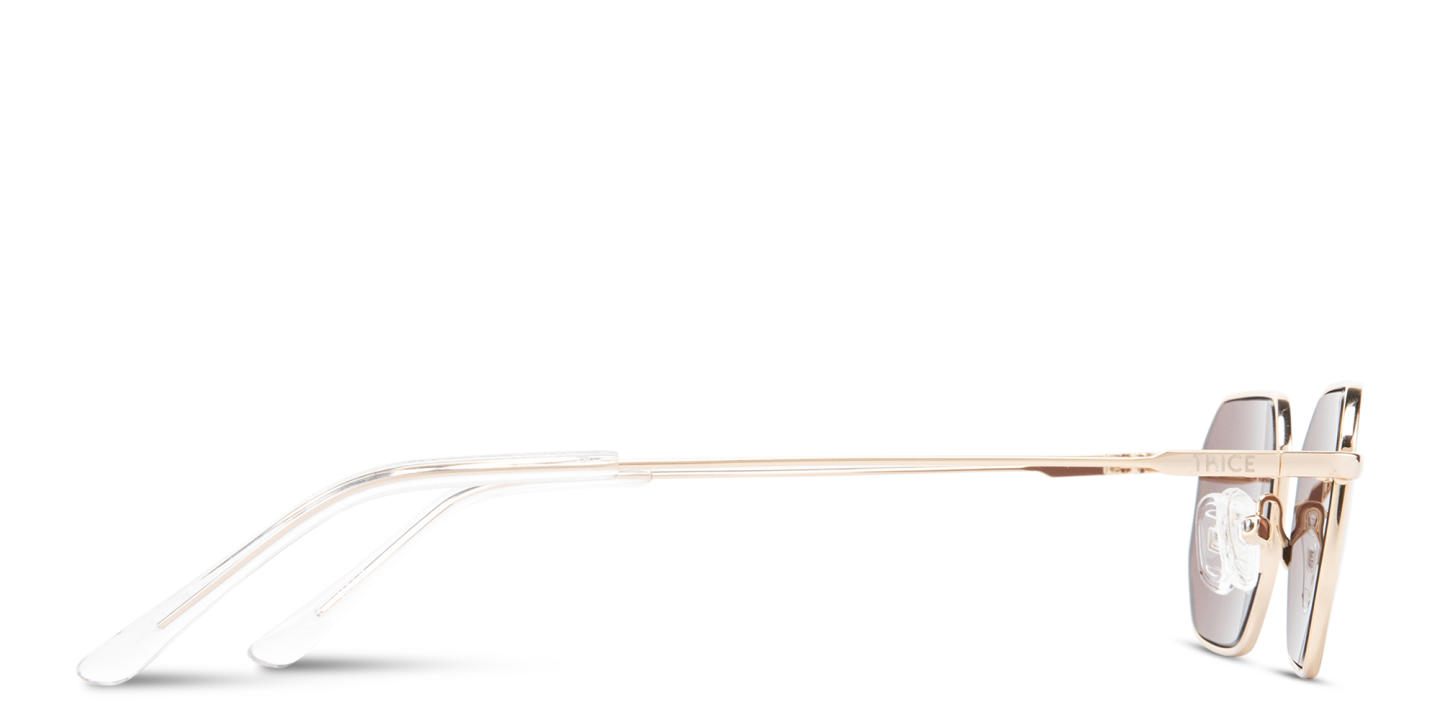 Shop TRICE Logo Irregular Sunglasses in Gold online.