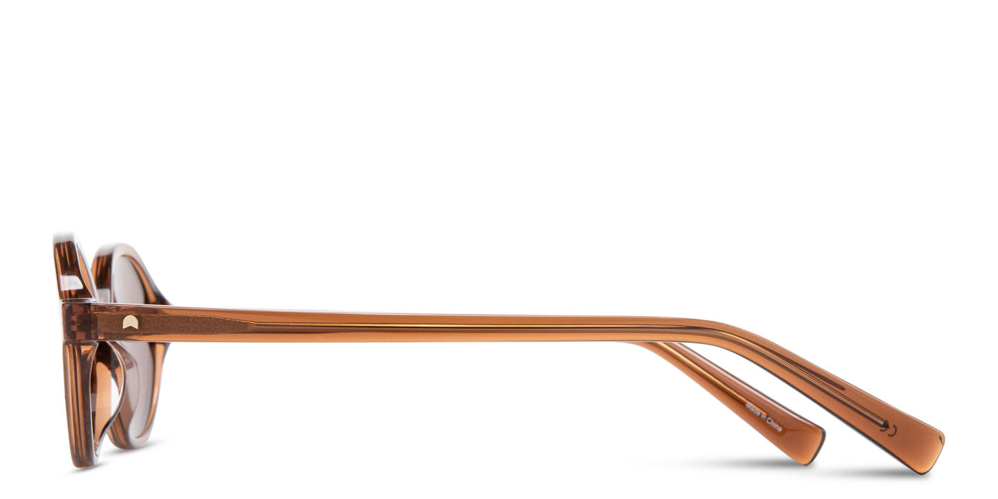 Shop TRICE Logo Oval Sunglasses in Transparent Brown online.