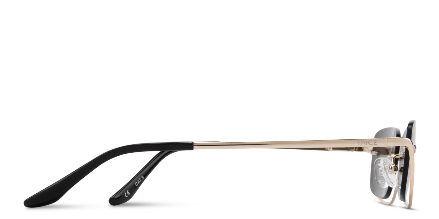 Shop TRICE Engraved Logo Half-Rim Square Sunglasses in Gold online.