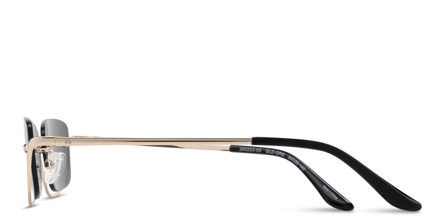 Shop TRICE Engraved Logo Half-Rim Square Sunglasses in Gold online.