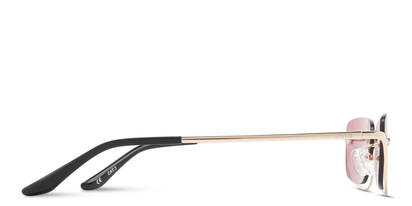 Shop TRICE Engraved Logo Half-Rim Square Sunglasses in Gold online.