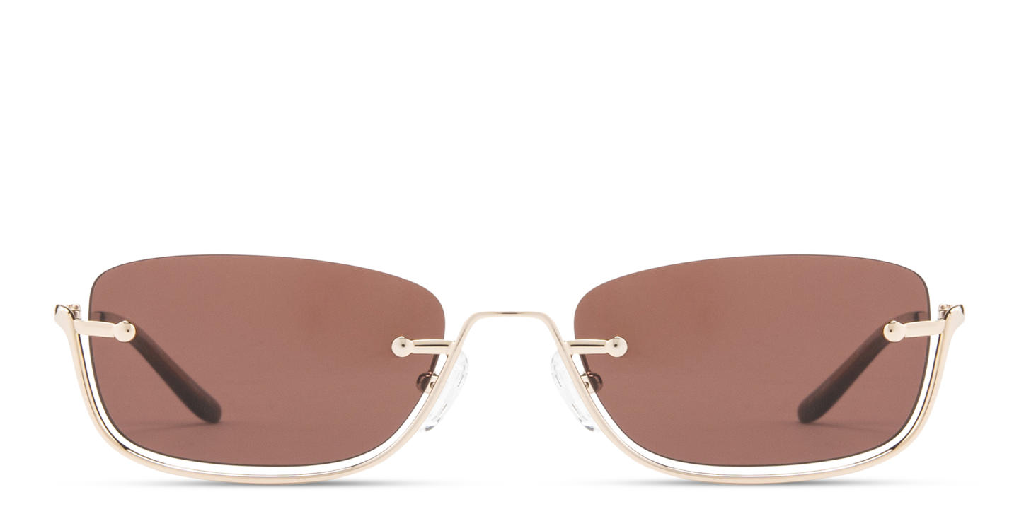 تسوق نظارات شمسية بإطار مربّع نصفي بالشعار المنقوش TRICE بلون ذهبي فاتح أونلاين.