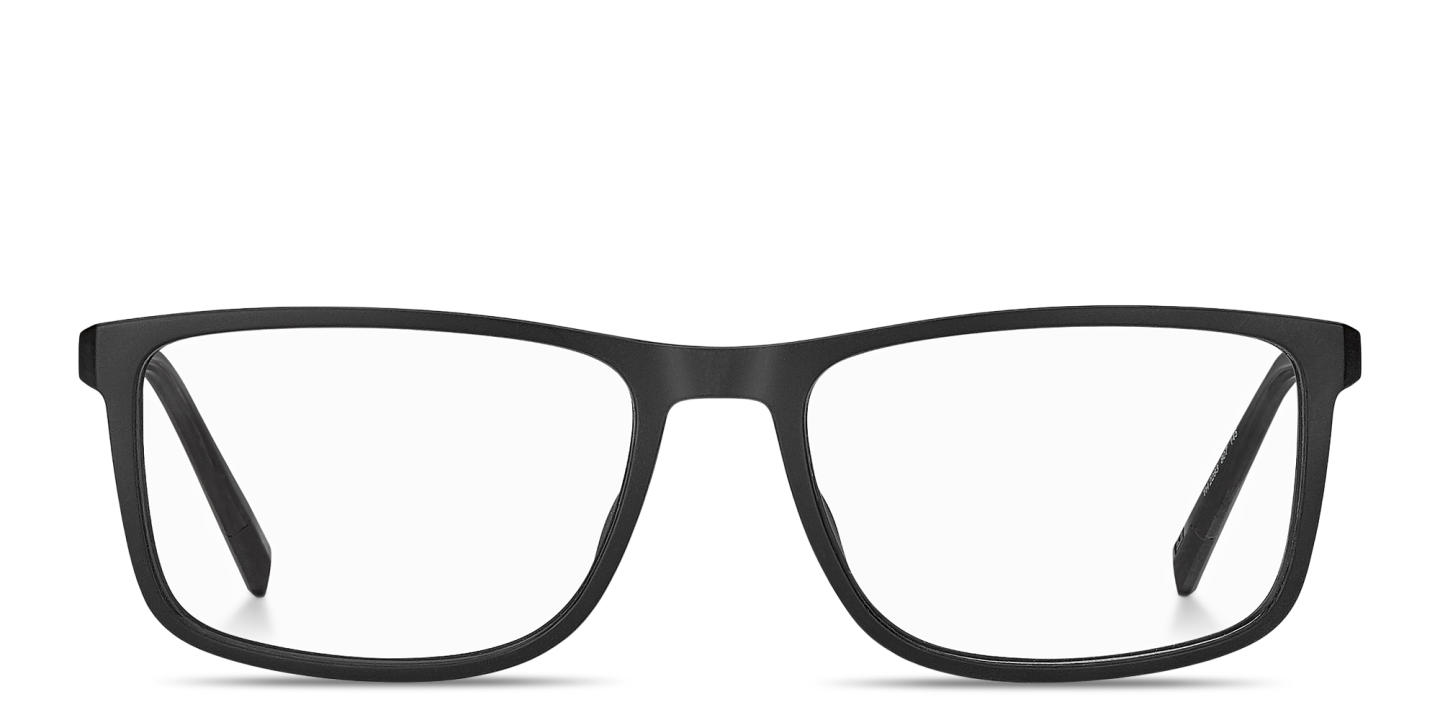 Shop Tommy Hilfiger Logo Rectangle Eyeglasses in Black online.